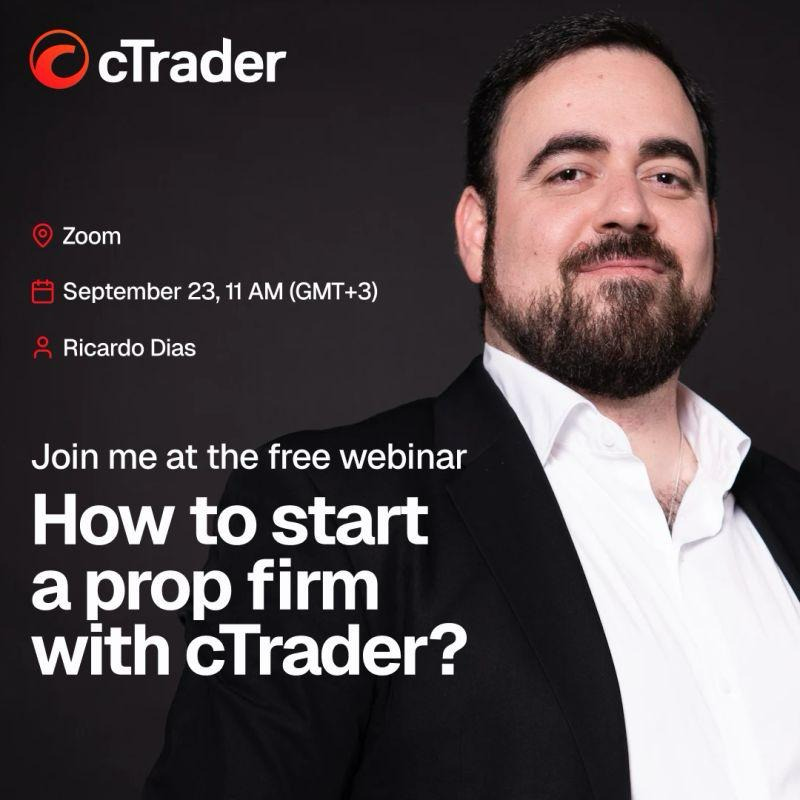 How to start a prop firm with cTrader webinar banner, 23 September 2025